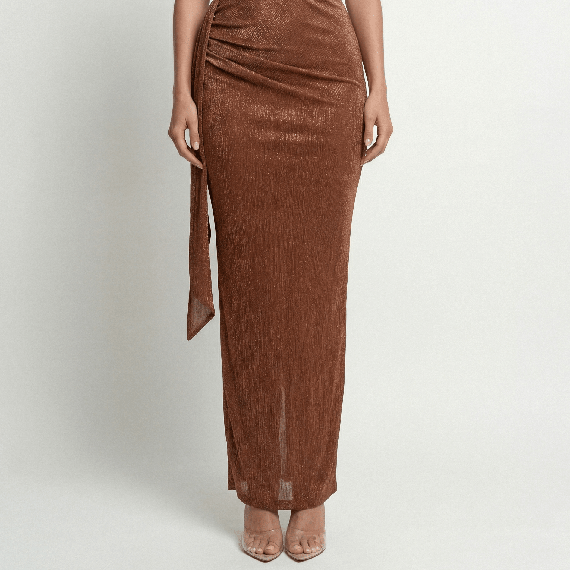 Satin One Shoulder Maxi Dress Bodycon4