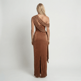 Satin One Shoulder Maxi Dress Bodycon5