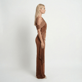 Satin One Shoulder Maxi Dress Bodycon6