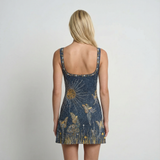 Starry Bodycon Mini Dress – Sleeveless, Side Slit, Evening Party