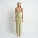 Floral Embroidered Maxi Dress – Sleeveless, Round Neck, Elegant Womens