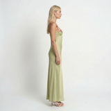 Floral Embroidered Maxi Dress – Sleeveless, Round Neck, Elegant Womens