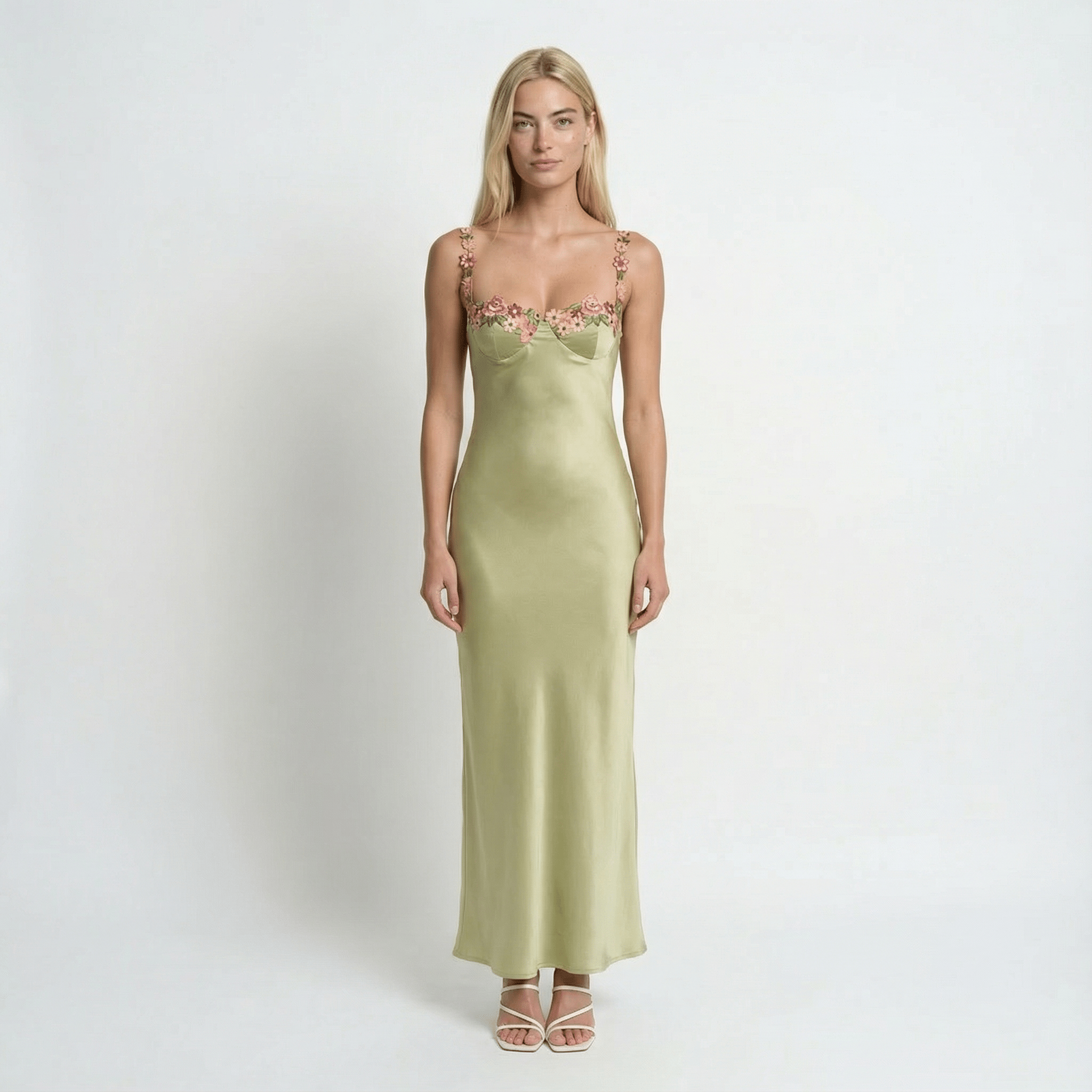 Floral Embroidered Maxi Dress Sleeveless1