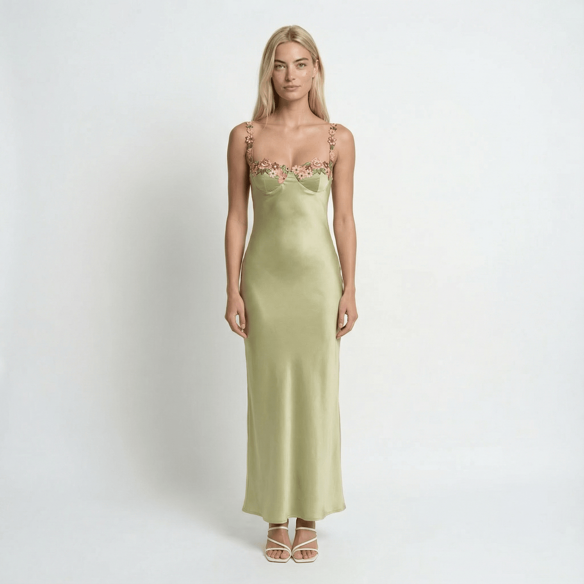 Floral Embroidered Maxi Dress Sleeveless1