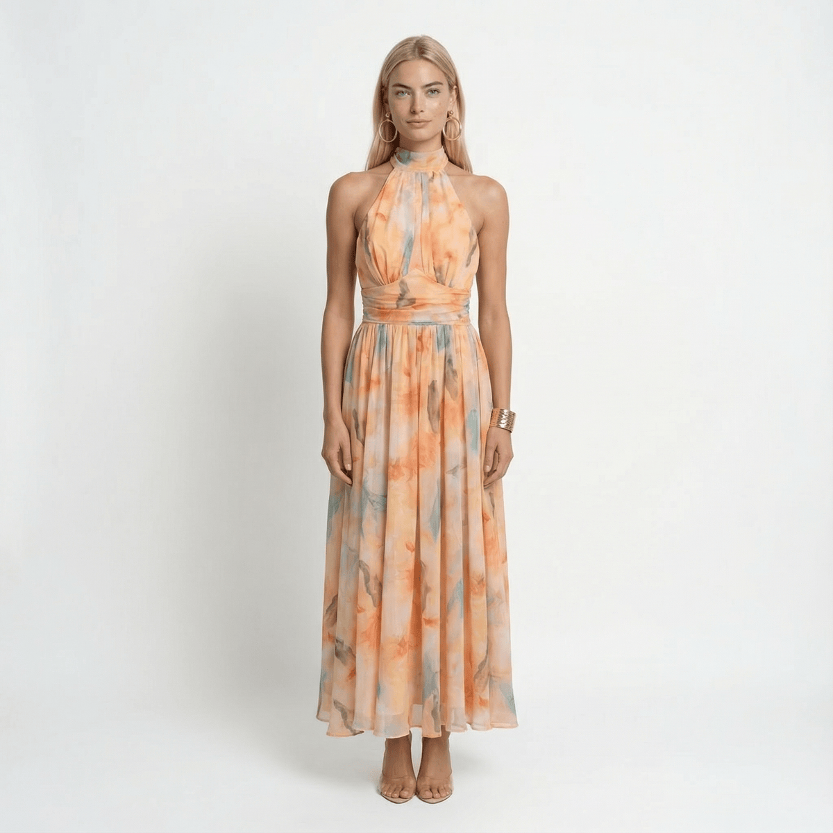 Watercolour Halter Maxi Dress Relaxed1