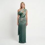 Satin One-Shoulder Maxi Dress – Bodycon Fit, Draped Detail, Evening Formal Party