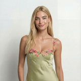 Floral Embroidered Maxi Dress – Sleeveless, Round Neck, Elegant Womens